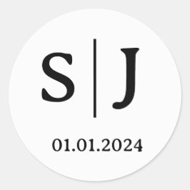 Anfangszeichen für Hochzeitscoupel | Round White Runder Aufkleber