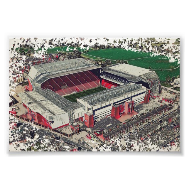 Anfield Stadion Liverpool - Aquarell Kunstwerk Fotodruck (Vorne)