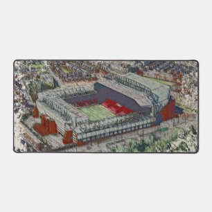 Anfield Stadion Liverpool - Aquarell Kunstwerk Schreibtischunterlage