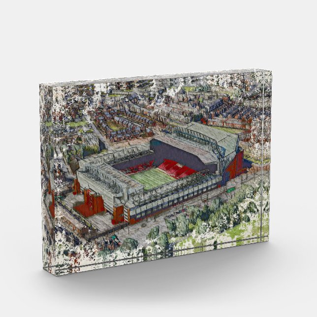 Anfield Stadium Liverpool - Artistic Watercolour Fotoblock (Links)