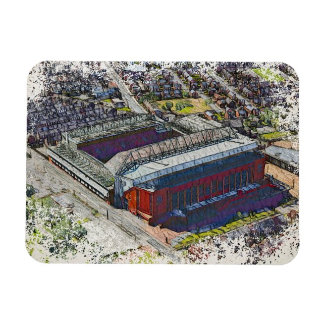 Anfield Stadium Liverpool - Artistic Watercolour Magnet (Horizontal)