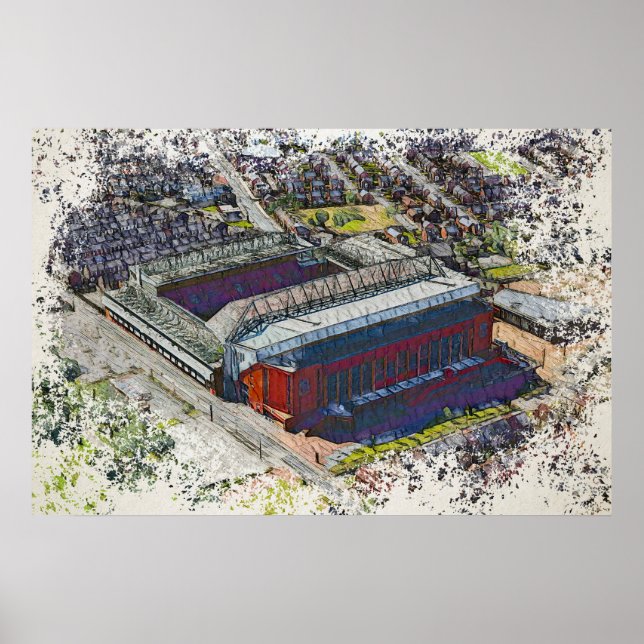 Anfield Stadium Liverpool - Artistic Watercolour Poster (Vorne)