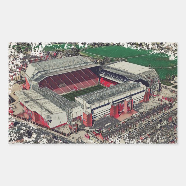 Anfield Stadium Liverpool - Artistic Watercolour Rechteckiger Aufkleber (Vorderseite)