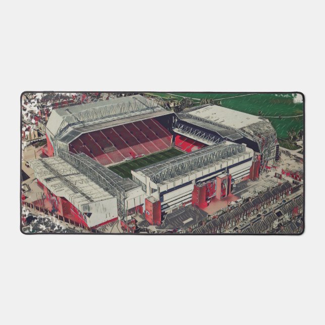 Anfield Stadium Liverpool - Artistic Watercolour Schreibtischunterlage (Vorderseite)