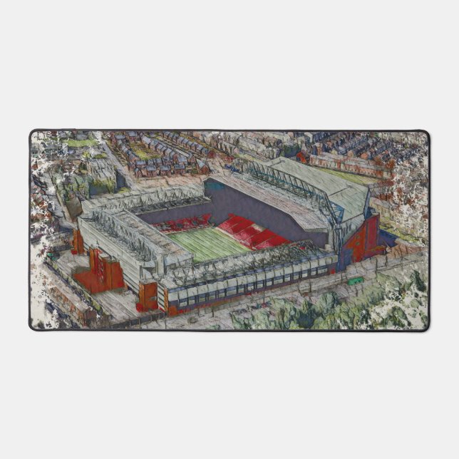 Anfield Stadium Liverpool - Artistic Watercolour Schreibtischunterlage (Vorderseite)