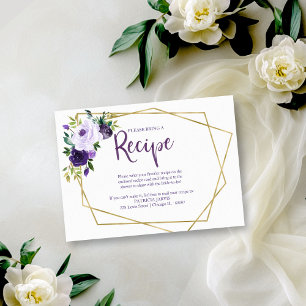 Anforderung eines geometrischen Lila Blumenrezepts Begleitkarte