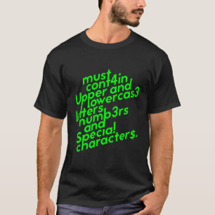 Anforderungen an das Kennwort T-Shirt