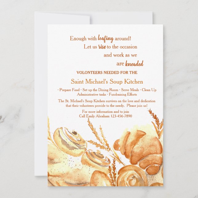 Anfrage für Bäckereiartikel Einladung (Vorderseite)