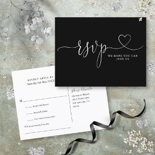 Anfrage für Black And White Heart Script Song Einladungspostkarte