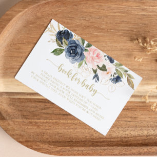 Anfrage für das Baby Navy Blush Floral Gold Begleitkarte