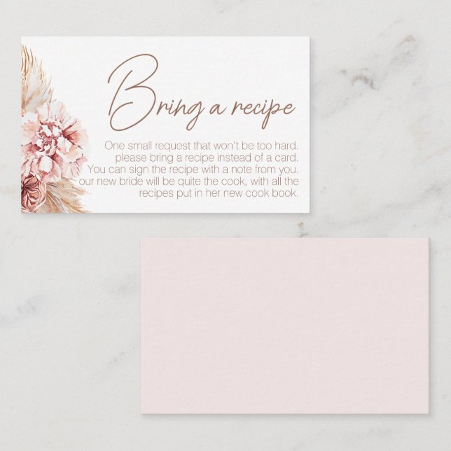 Anfrage nach einer Rezept-Karte für das Brautparty Visitenkarte (Vorne/Hinten)