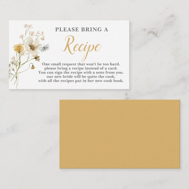 Anfrage nach einer Wildblume-Brautparty-Rezept-Kar Begleitkarte (Vorne/Hinten)