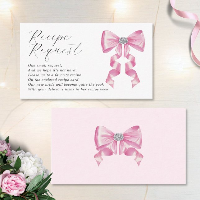 Anfrage nach Rezept Pink Bow Glam Brautparty Begleitkarte (Von Creator hochgeladen)