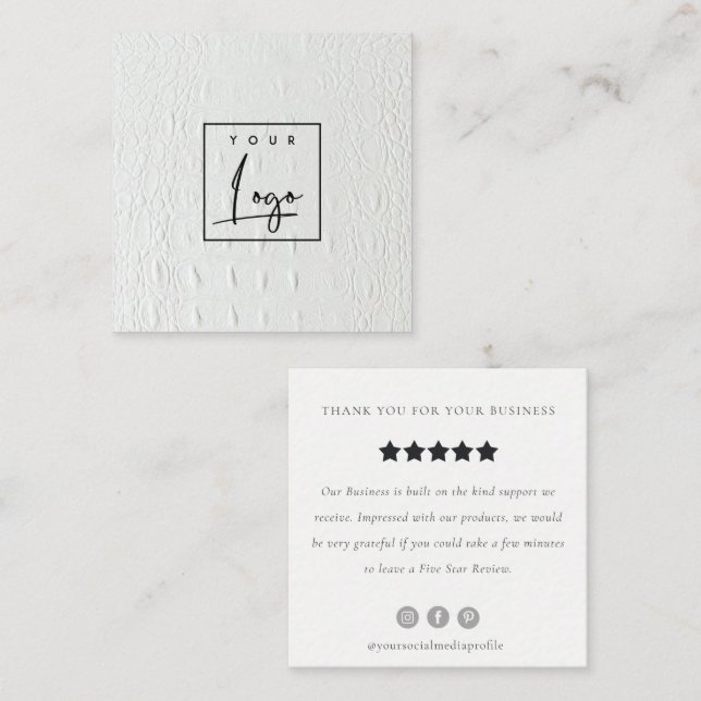 Anfrage zur Bewertung von Elfenbeinleder-Textur-Lo Quadratische Visitenkarte (Vorne/Hinten)