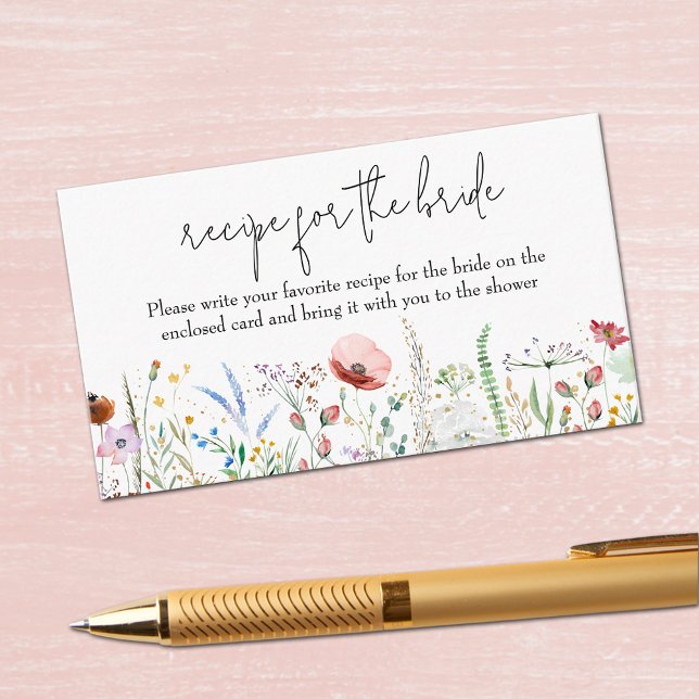 Anfrage zur Brautparty-Wildblume Begleitkarte (Wildflower Bridal Shower Recipe Request Enclosure Cards 3.5" x 2")