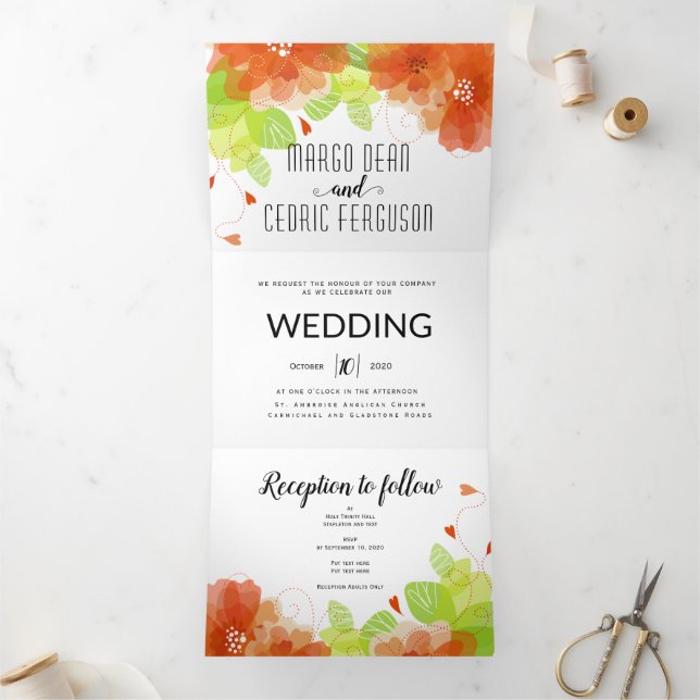 Anfrage zur Hochzeitseinladung schwarz-weiß 2 Dreifach Gefaltete Einladung (Innenseite)