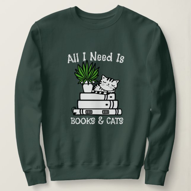 Anführungszeichen für Bücher und Katzen - Lustige  Sweatshirt (Design vorne)