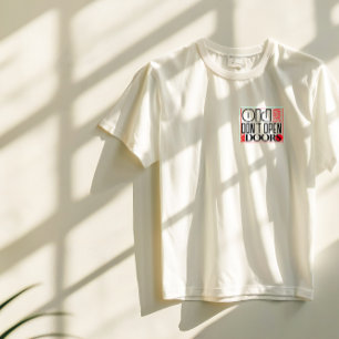 Anführungszeichen für neue Tür, schwarz, weiß T-Shirt