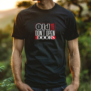 Anführungszeichen für neue Tür, schwarz, weiß T-Shirt