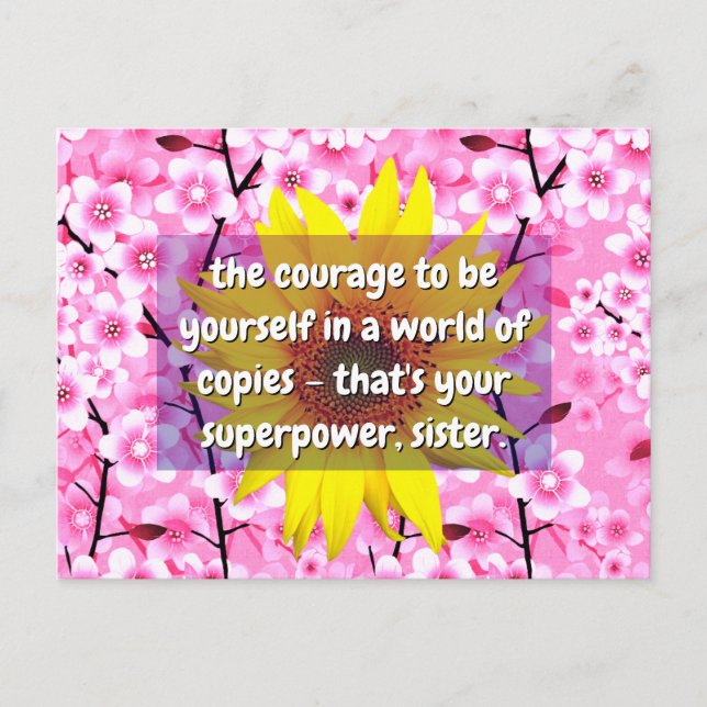 Anführungszeichen für Stärke und Courage | Floral Postkarte (Vorderseite)