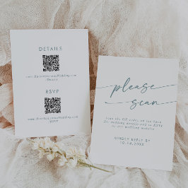 Angaben zu Boho Chic Aquamarin und White QR-Code RSVP Karte