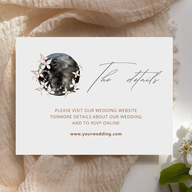 Angaben zu Boho Moon Celestial Botancial Wedding Begleitkarte (Von Creator hochgeladen)