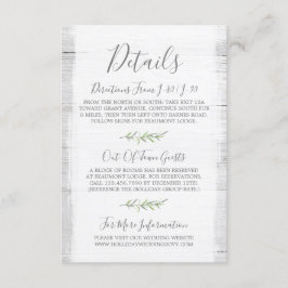 Angaben zu rustikalem Holz und botanischem Blattwe Begleitkarte