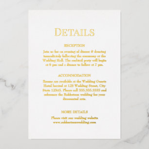 Angaben zum Hochzeitsgrad von Gold und White Monog Folieneinladung