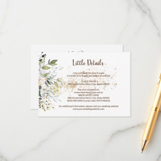 Angaben zum Hochzeitsstichtag für pflanzliches Bra Begleitkarte (Vorderseite/Rückseite Beispiel)