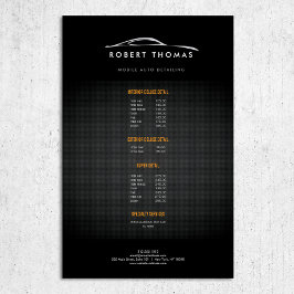 ANGABEN ZUM SCHWARZEN AUTO, FLYER FÜR AUTO