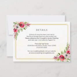 Angaben zur Bohemischen Blumenhochzeit RSVP Karte