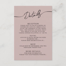 Angaben zur Eintrittskarte für Boho Wedding. Begleitkarte