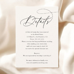 Angaben zur Hochzeit der Kalligraphie Begleitkarte