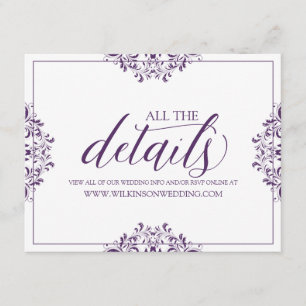 Angaben zur Hochzeit / Info-Karte   Nadine (Plum) Begleitkarte