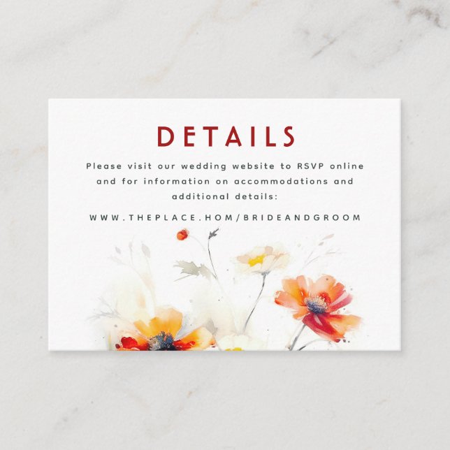 Angaben zur Hochzeit Kleine Abschlusskarte Begleitkarte (Vorderseite)