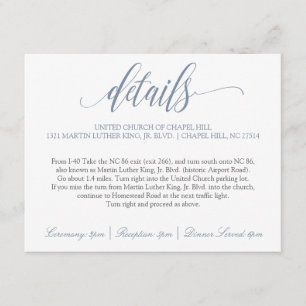 Angaben zur Hochzeit   Luxe Calligraphie (Dusty Bl Begleitkarte