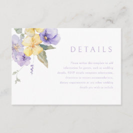 Angaben zur Hochzeit von Lavender Lila & Sunshine Begleitkarte