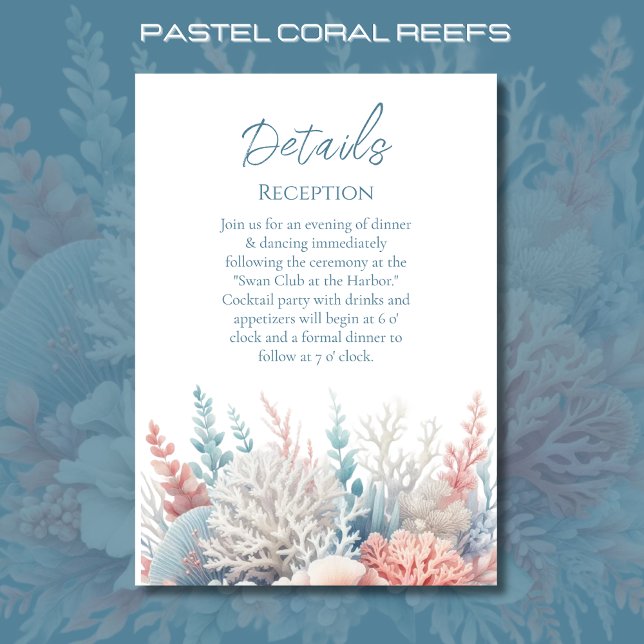 Angaben zur Hochzeit von Pastel Coral Reefs am Str Begleitkarte (Pastel Coral Reef Beach Wedding Collection Detail Enclosure Card
)