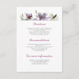 Angaben zur Hochzeit von Plum Watercolor - Informa Begleitkarte