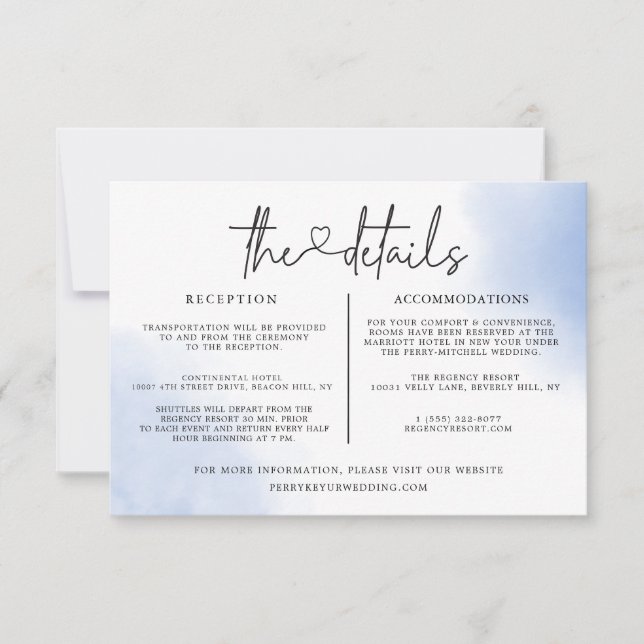 Angaben zur Hochzeit von Wasserfarben Einladung (Vorderseite)