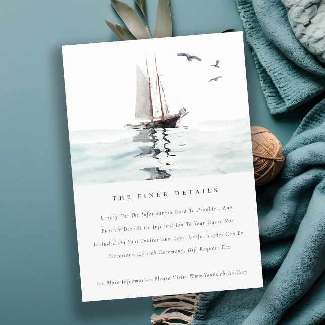 Angaben zur Hochzeit von Wasserfarben-Wassersegler Begleitkarte (Von Creator hochgeladen)