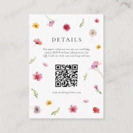 Angaben zur Hochzeit von Wildblumen Qr-Code Begleitkarte