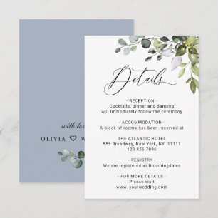 Angaben zur Hochzeitsempfehlung für Eukalyptus Begleitkarte