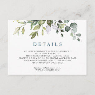 Angaben zur Hochzeitsempfehlung für Eukalyptus Begleitkarte