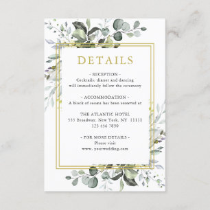 Angaben zur Hochzeitsempfehlung für Eukalyptus Begleitkarte