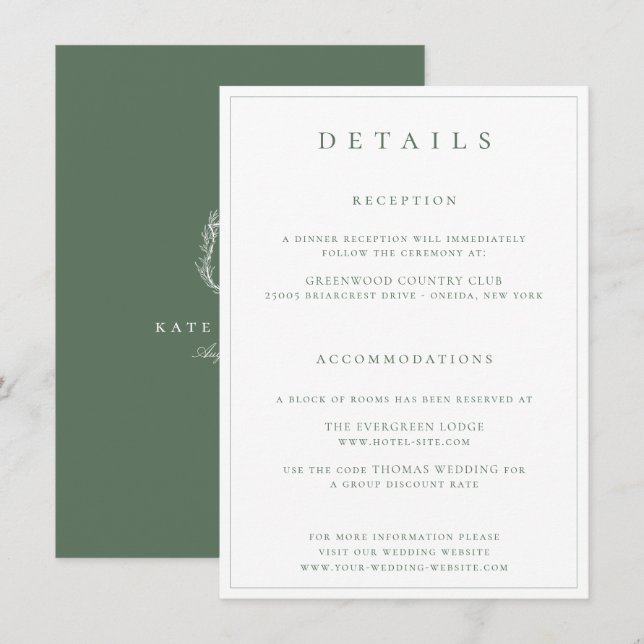 Angaben zur Hochzeitssage für das botanische Wappe Begleitkarte (Vorne/Hinten)