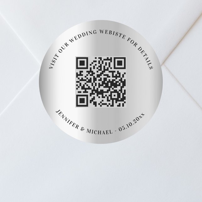 Angaben zur Hochzeitsseite QR-Code uAwg silber Runder Aufkleber (Von Creator hochgeladen)