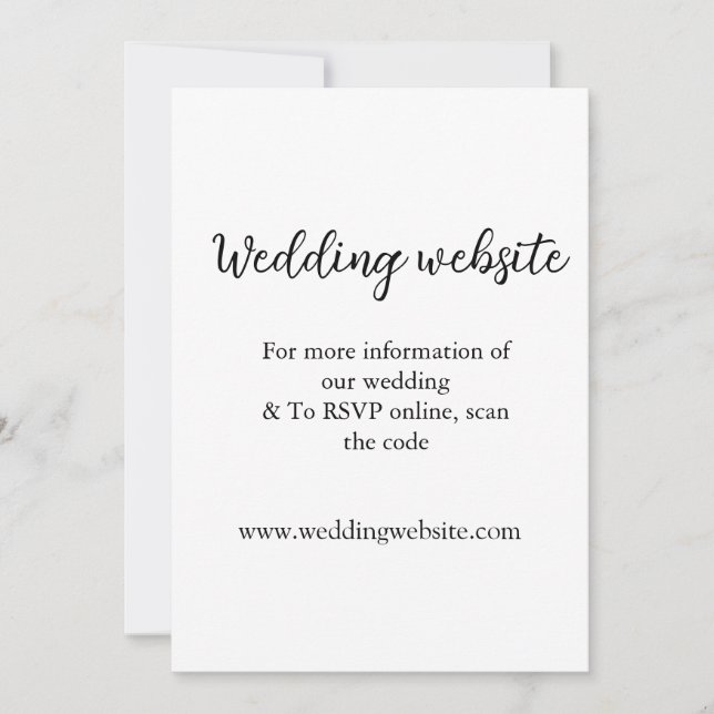 Angaben zur Hochzeitwebsite mit q oder Codenamen Einladung (Vorderseite)