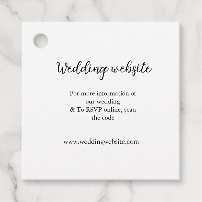 Angaben zur Hochzeitwebsite mit q oder Codenamen Geschenkanhänger (Vorderseite)