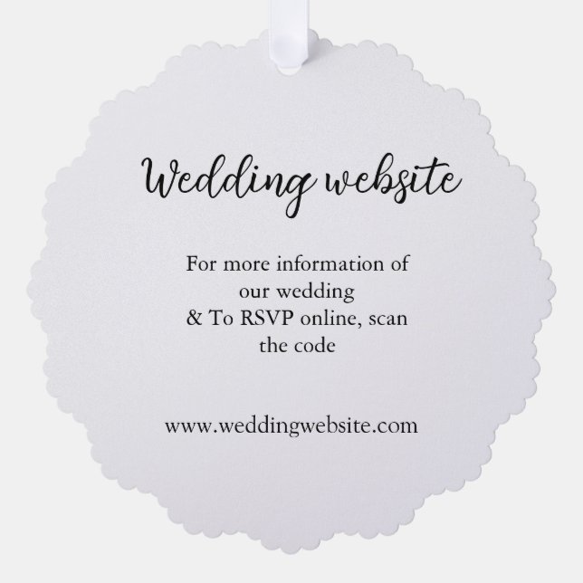 Angaben zur Hochzeitwebsite mit q oder Codenamen Ornament Karte (Vorderseite)